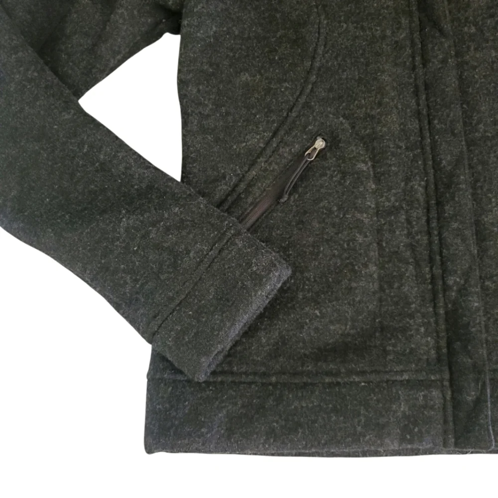THE NORTH FACE Charcoal Gray Wool Blend Fleece Lined Full Zip Jacket Coat Size M
